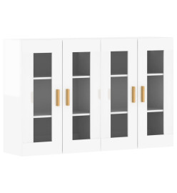 Armoires murales 2 pcs blanc brillant bois d'ingénierie