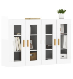 Armoires murales 2 pcs blanc brillant bois d'ingénierie