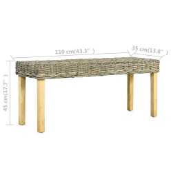 Banc 110 cm Rotin naturel kubu et bois de manguier massif