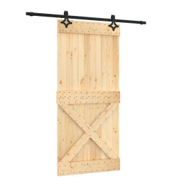 Porte coulissante et kit de quincaillerie 95x210 cm pin massif