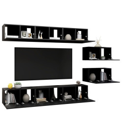 Meubles TV 8 pcs Noir Aggloméré