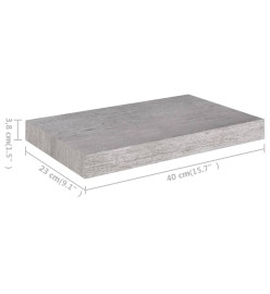 Étagères murales flottantes 4 pcs Gris béton 40x23x3,8 cm MDF