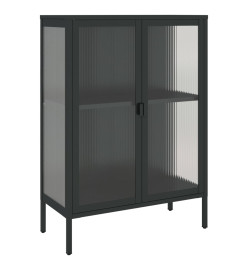 Buffet noir 75x35x105 cm verre et acier