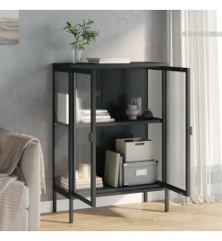 Buffet noir 75x35x105 cm verre et acier