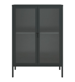 Buffet noir 75x35x105 cm verre et acier