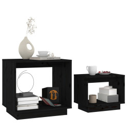 Tables basses gigognes 2 pcs Noir Bois de pin massif