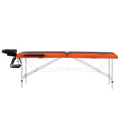 Table de massage pliable 2 zones Aluminium Noir et orange