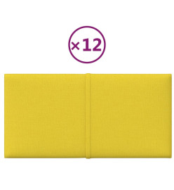 Panneaux muraux 12 pcs Jaune clair 30x15 cm Tissu 0,54 m²