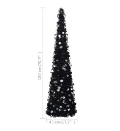 Sapin de Noël artificiel escamotable noir 180 cm PET