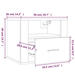 Tables de chevet murales 2 pcs Chêne fumé 50x36x40 cm