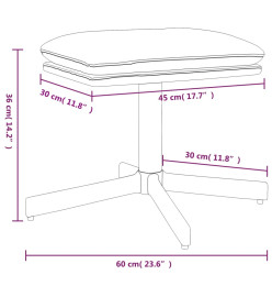 Repose-pied Gris foncé 60x60x36 cm Tissu et similicuir