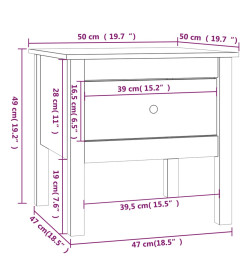 Table d'appoint Blanc 50x50x49 cm Bois massif de pin