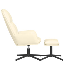 Chaise de relaxation avec tabouret Blanc crème Similicuir