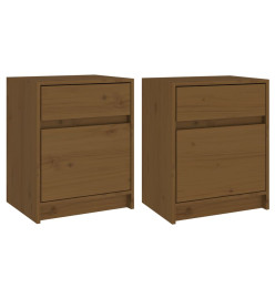 Tables de chevet 2pcs Marron miel 40x31x50cm Bois de pin massif