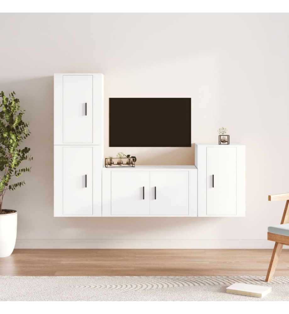 Ensemble de meubles TV 4 pcs Blanc Bois d'ingénierie