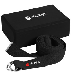 Pure2Improve Ensemble de bloc et sangle de yoga Noir