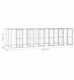 Chenil extérieur Acier galvanisé avec toit 14,52 m²