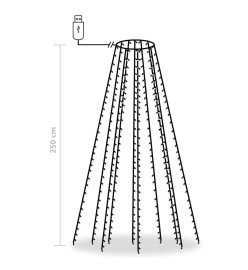 Guirlande lumineuse d'arbre de Noël 250 LED Blanc froid 250 cm