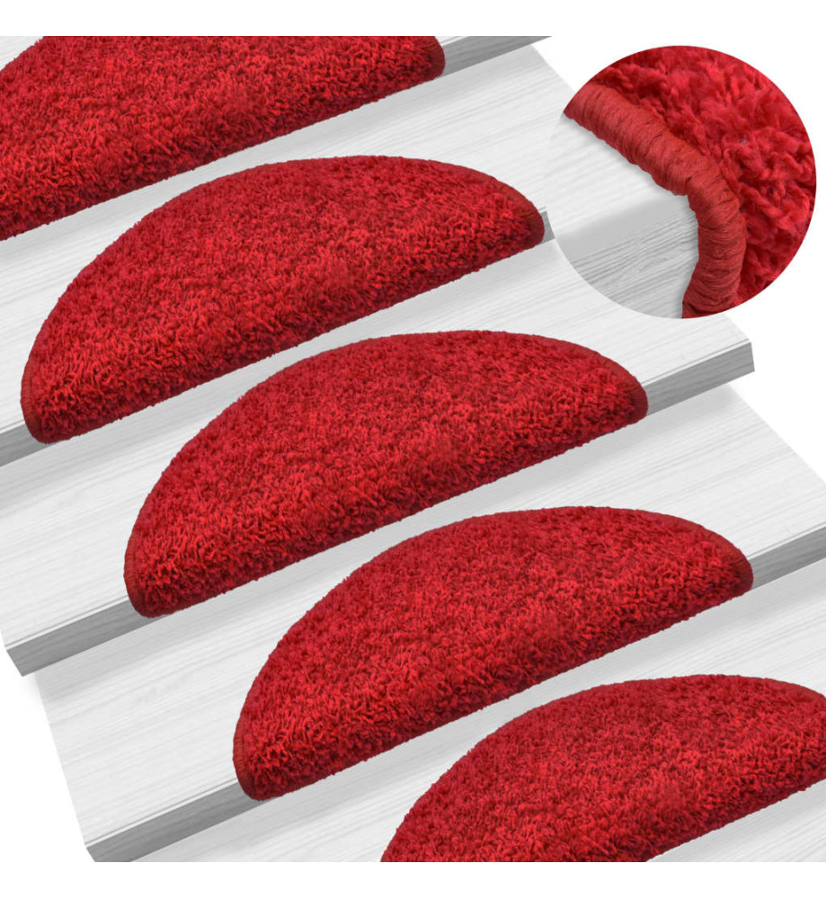 Tapis d'escalier 5 pcs 56x17x3 cm Rouge