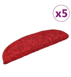 Tapis d'escalier 5 pcs 56x17x3 cm Rouge