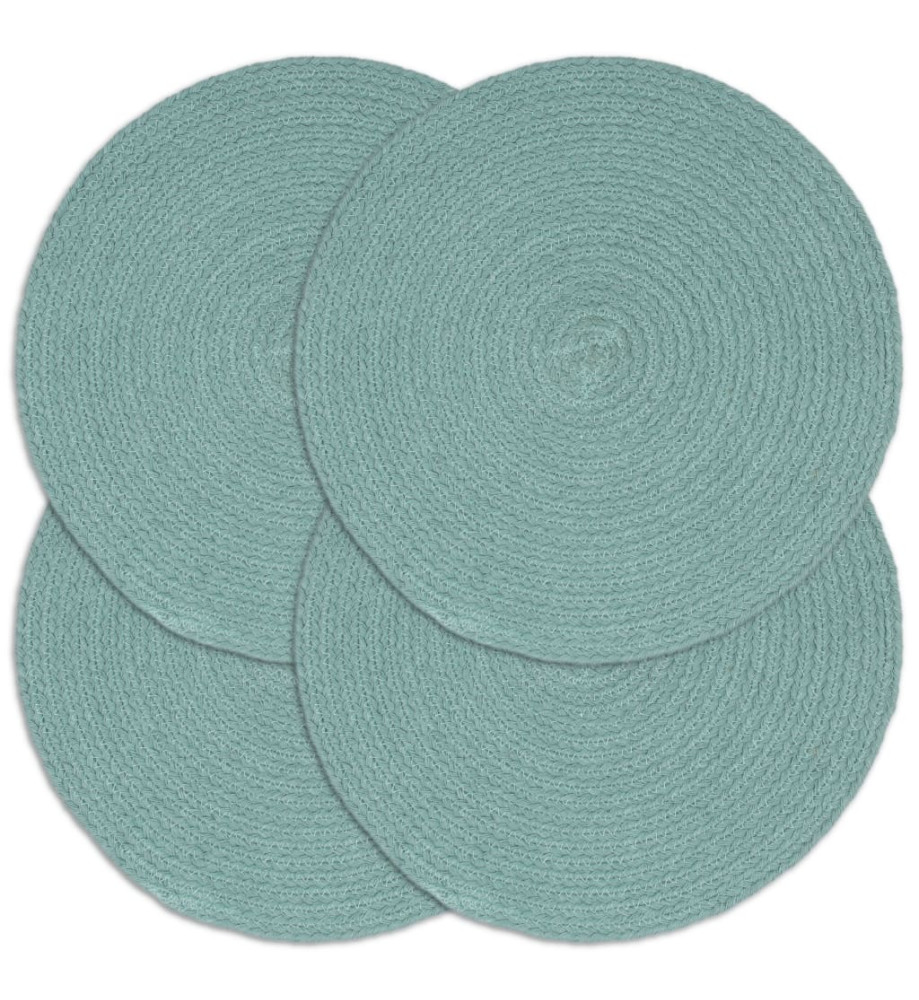 Napperons 4 pcs Vert Plain 38 cm Rond Coton