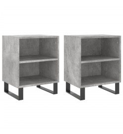 Tables de chevet 2 pcs gris béton 40x30x50 cm bois d'ingénierie