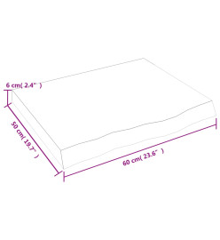 Étagère murale gris foncé 60x50x6 cm bois chêne massif traité