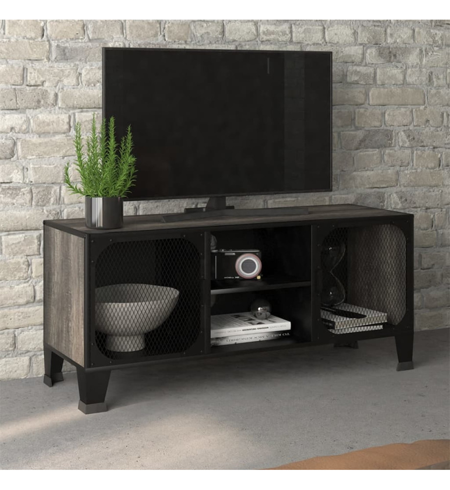 Meuble TV Gris 105x36x47 cm Métal et MDF