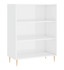 Bibliothèque blanc brillant 69,5x32,5x90 cm bois d'ingénierie