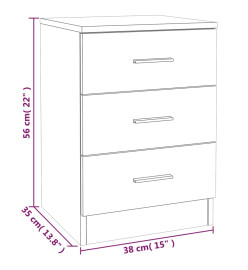 Table de chevet Chêne fumé 38x35x56 cm Bois d'ingénierie