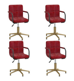 Chaises à manger pivotantes lot de 4 rouge bordeaux velours