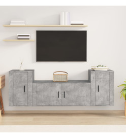 Ensemble de meubles TV 3 pcs Gris béton Bois d'ingénierie