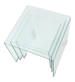 Ensemble de tables gigognes 3 Pièces Verre trempé Transparent