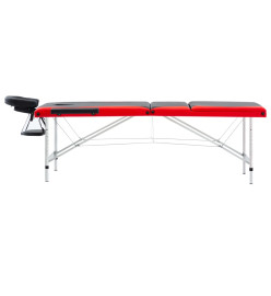 Table de massage pliable 3 zones Aluminium Noir et rouge