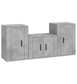 Ensemble de meubles TV 3 pcs Gris béton Bois d'ingénierie