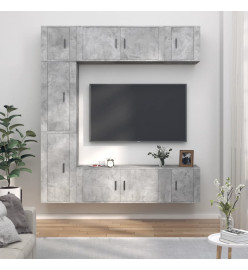 Ensemble de meubles TV 7 pcs Gris béton Bois d'ingénierie