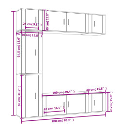 Ensemble de meubles TV 7 pcs Gris béton Bois d'ingénierie