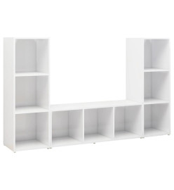 Meubles TV 3 pcs Blanc brillant 107x35x37 cm Aggloméré