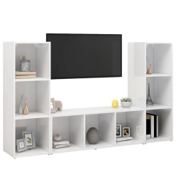 Meubles TV 3 pcs Blanc brillant 107x35x37 cm Aggloméré