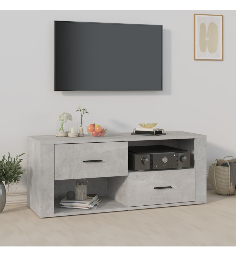 Meuble TV Gris béton 100x35x40 cm Bois d'ingénierie