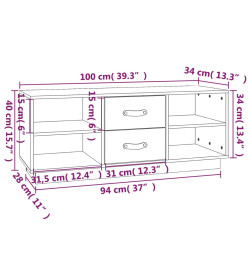 Meuble TV Noir 100x34x40 cm Bois de pin massif