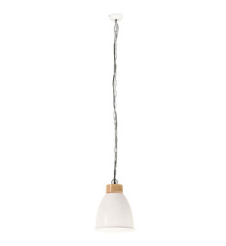 Lampe suspendue industrielle Blanc Fer et bois solide 23 cm E27