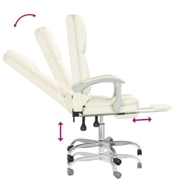 Fauteuil de massage inclinable de bureau Crème Similicuir