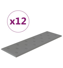 Panneaux muraux 12 pcs Gris 90x30 cm Similicuir 3,24 m²