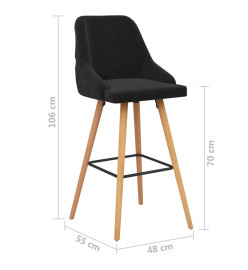 Tabourets de bar lot de 2 noir velours