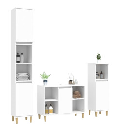 Ensemble de meubles salle de bain 3 pcs blanc bois d'ingénierie