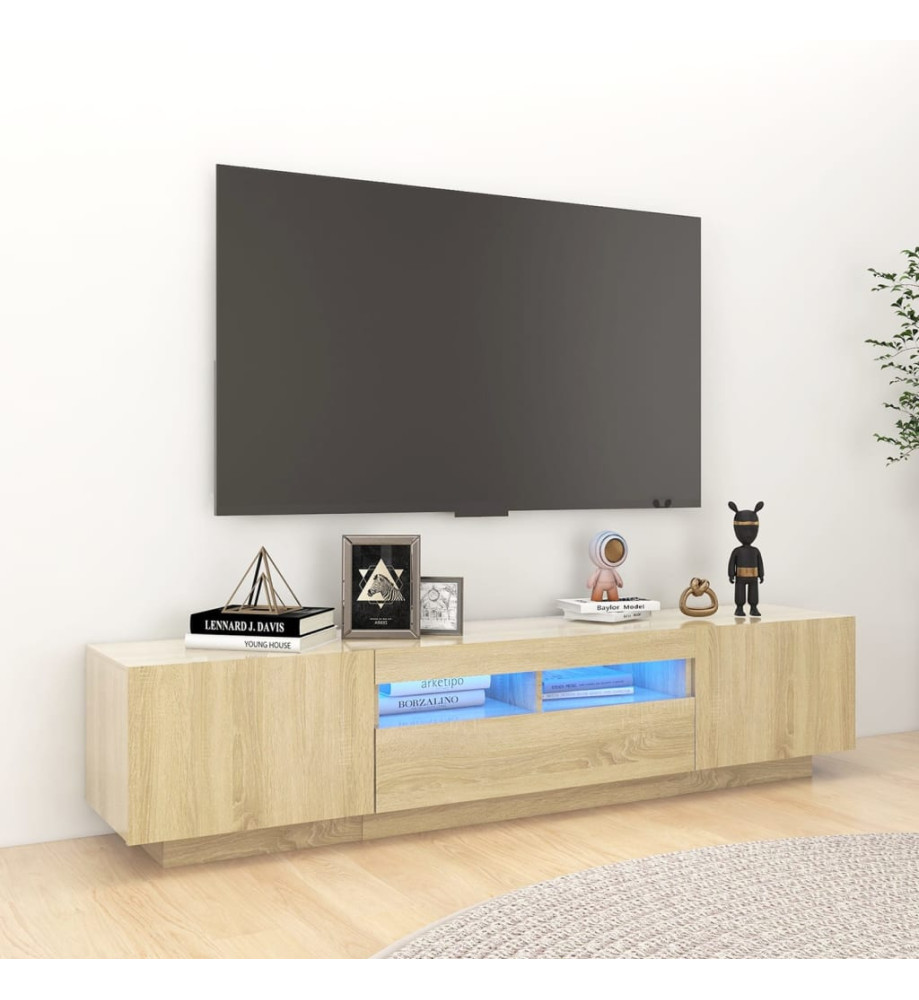 Meuble TV avec lumières LED Chêne sonoma 180x35x40 cm