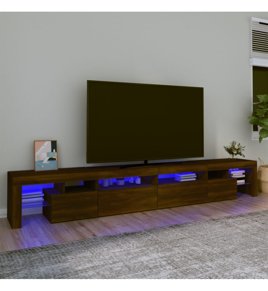 Meuble TV avec lumières LED Chêne marron 260x36,5x40 cm