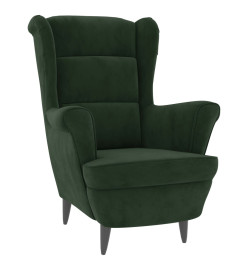 Fauteuil vert foncé velours