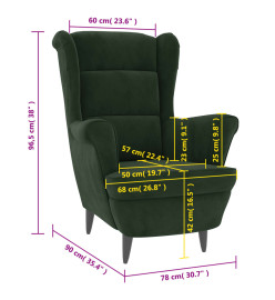 Fauteuil vert foncé velours